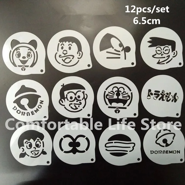 12 шт./компл. трафареты для кофе с героями мультфильмов Дораэмон форма торта