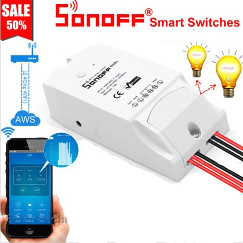 Sonoff двойной 2CH Wifi освещение переключатель мульти-устройство управления led два