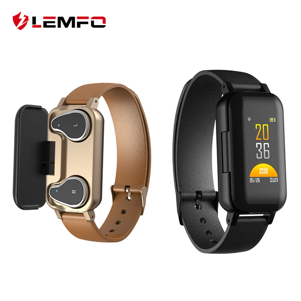 LEMFO T89 TWS Смарт бинауральные Bluetooth наушники фитнес браслет монитор сердечного