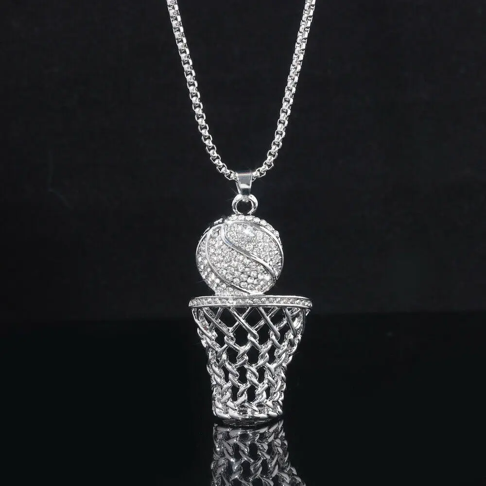 CiNily Баскетбол Iced Out микро золото и серебро цвет кулон хип хоп цепь тон 24 дюйма