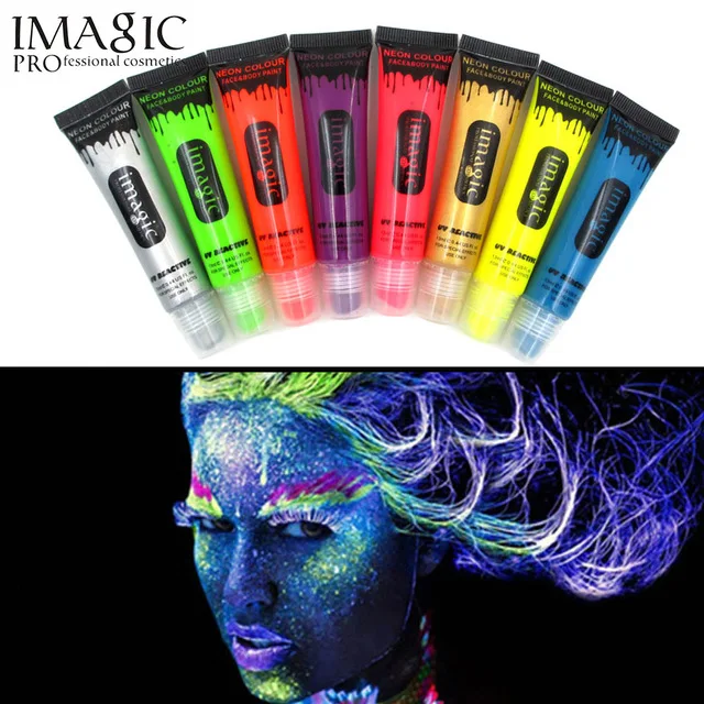 IMAGIC Хэллоуин маска для лица краска для тела ing Flash макияж краска для лица светящаяся в темноте краска 8 цветов