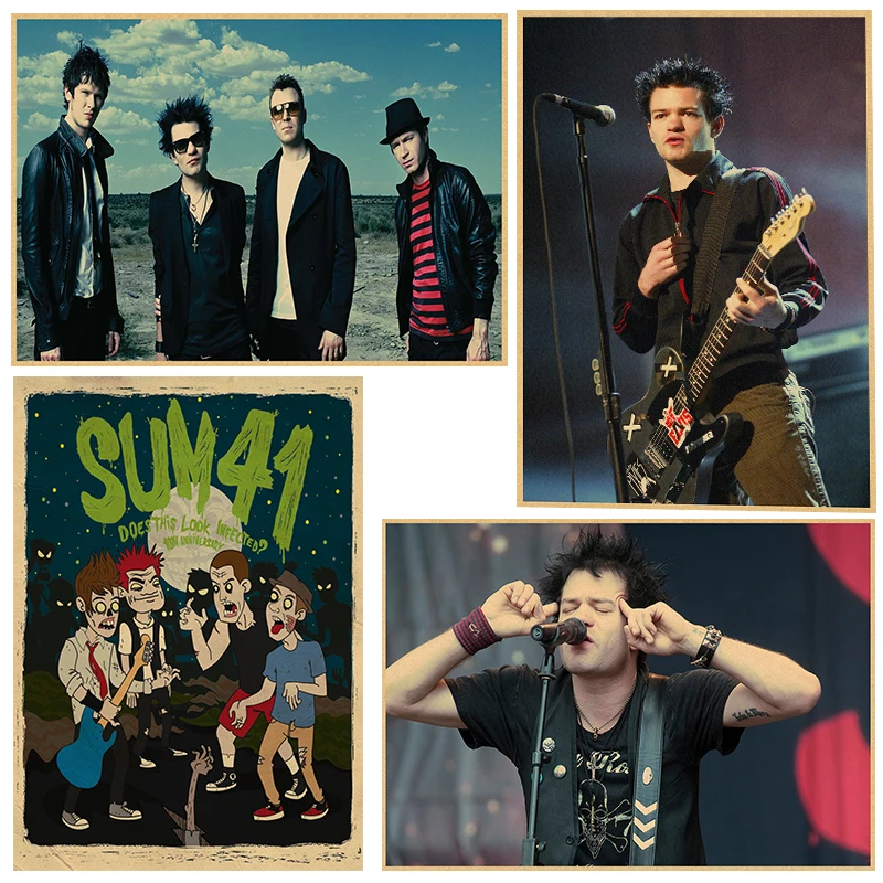 Популярный винтажный постер Sum 41 ретро из крафт бумаги с рисунком музыкальной