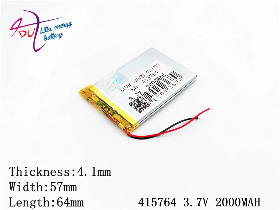 Литий полимерная аккумуляторная батарея 3 7 в 2000 мАч 415764 405565 для GPS DVD PAD E Book tablet pc