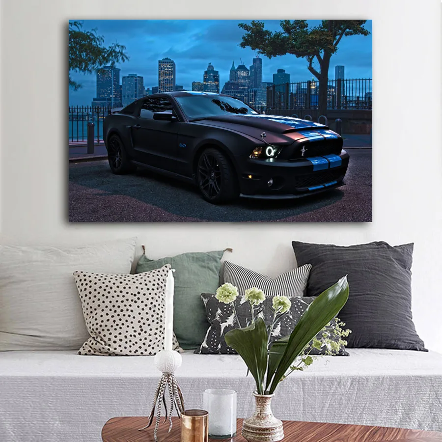 Fords Mustang Shelby GT500 городской пейзаж супер автомобиль Холст плакат и принты настенные