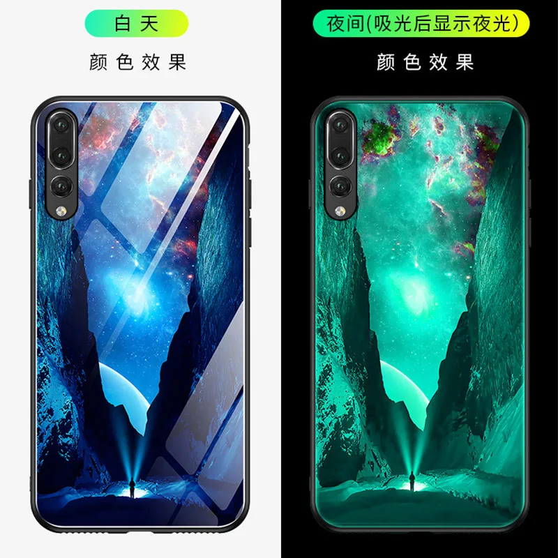 Светящийся чехол из закаленного стекла для huawei p20 p30 lite pro plus p 20 30 p20pro p30pro p20lite 2019 3d