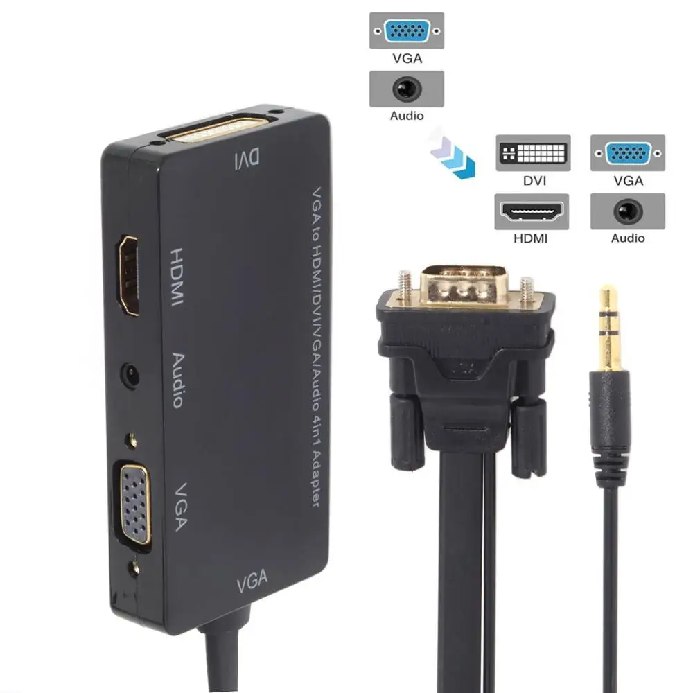 VGA вход Настольный графический ноутбук обратный HDMI DVI звуковая карта аудио 4 в 1