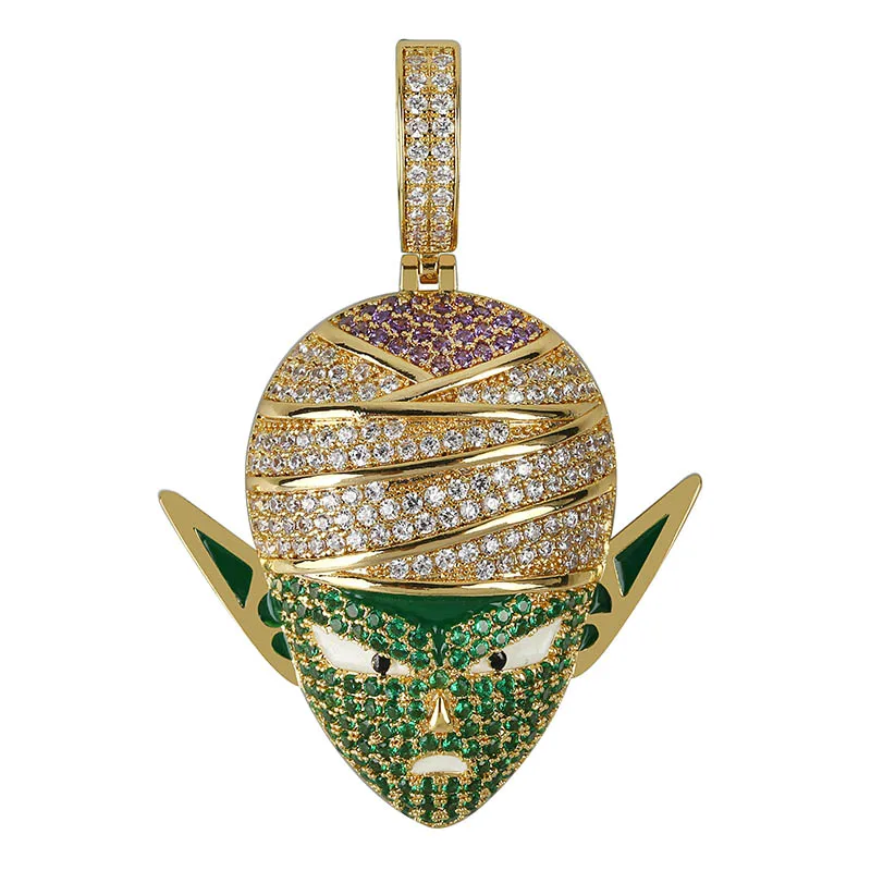 gold JINAO хип хоп ювелирные изделия Dragon Ball льдом цепи аниме Piccolo кулон кубический циркон персонализированные ожерелье для рождественские подарки - Окраска металла: gold