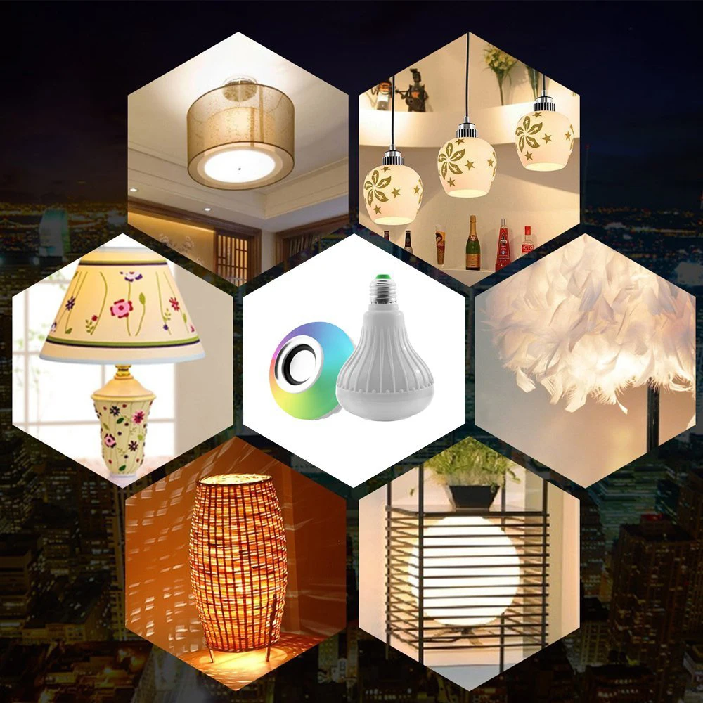 E27 Smart RGB RGBW Bluetooth Динамик лампа Музыка Воспроизведение затемнения Беспроводной 12