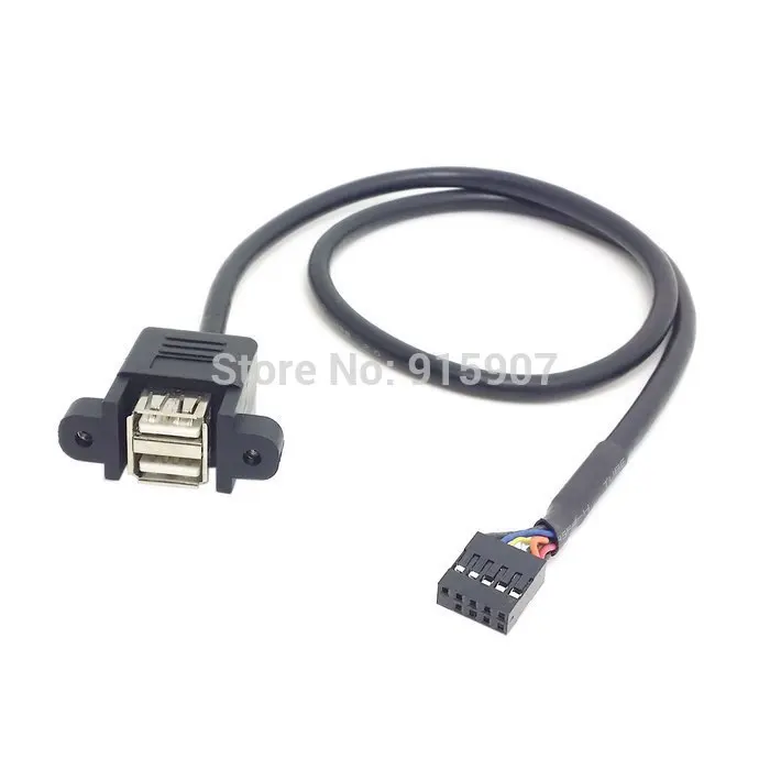 

CY Chenyang Stackable Dual USB 2.0 A Type Female to Motherboard 9 Pin Header Cable with Screw Panel Holes 50cm