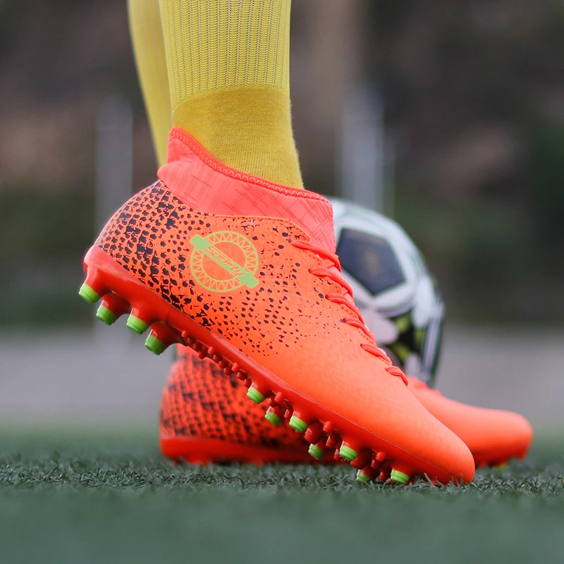 Открытый газон обувь для футбола мужские шипы высокие спортивные кроссовки
