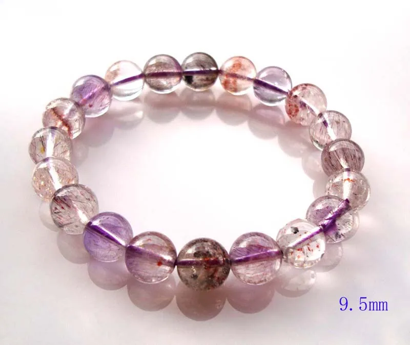 Бесплатная доставка натуральный браслет с круглыми бусинами Super Seven Rutilated Quartz
