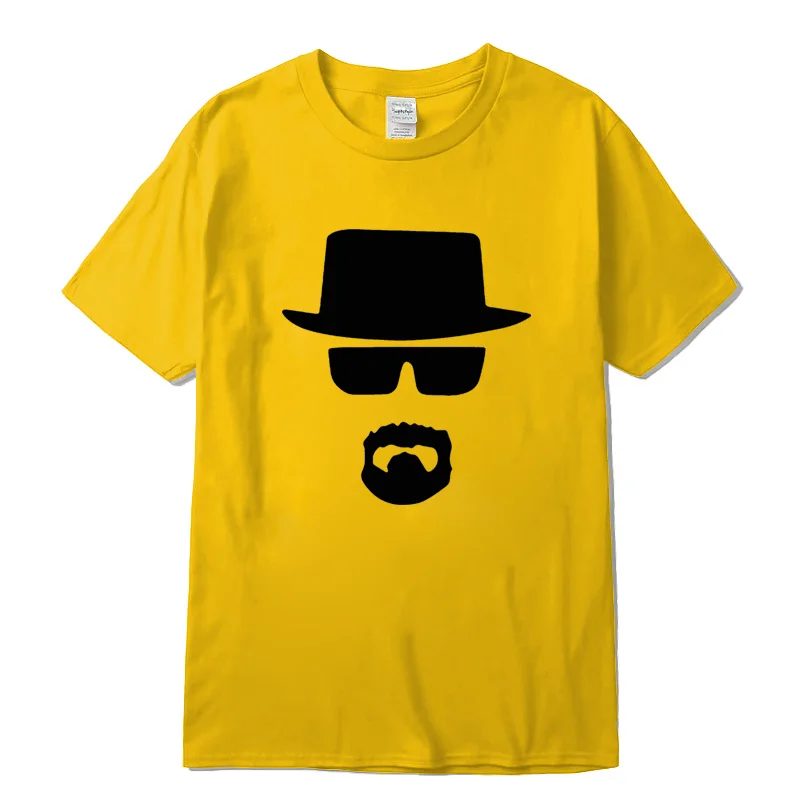 Для мужчин fashionTopQuality100% хлопок Гейзенберга смешно принт Для мужчин футболка Повседневная коротким рукавом Для мужчин s Футболка модная крутая футболка для Для мужчин - Цвет: Yellow