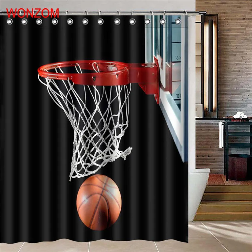 WONZOM Ball Games Висячие шторы с 12 крючками для декора ванной комнаты современный