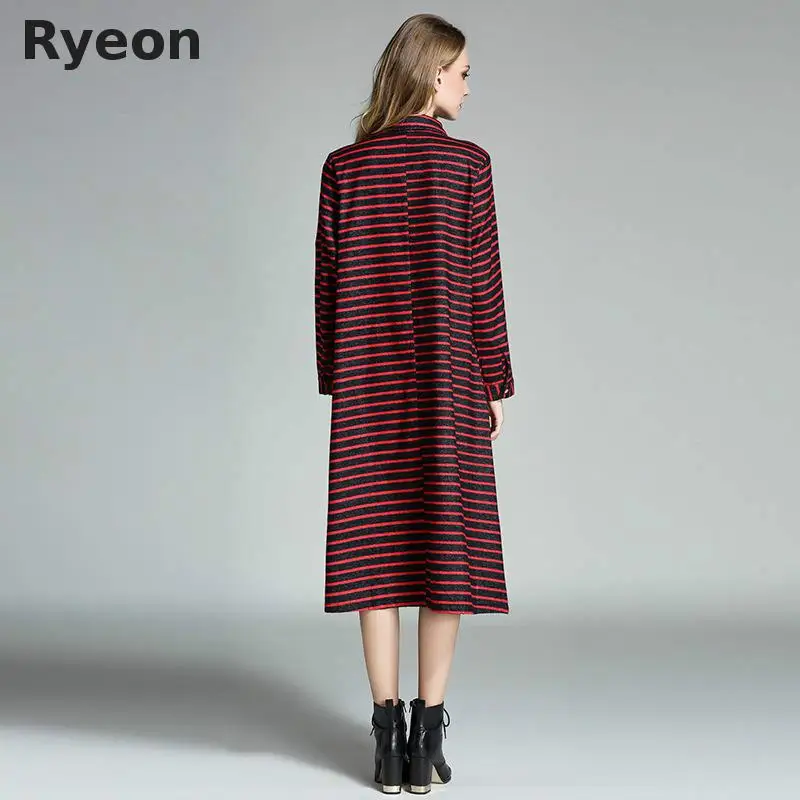 Ryeon 2017 Весной Новый Полосой Беременных Платья Повседневная A-Line Полосатый