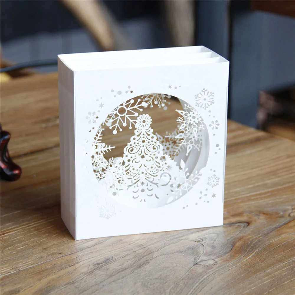 Ручная работа 3D Pop Up Tree Box Снежинка поздравительная открытка с Рождеством
