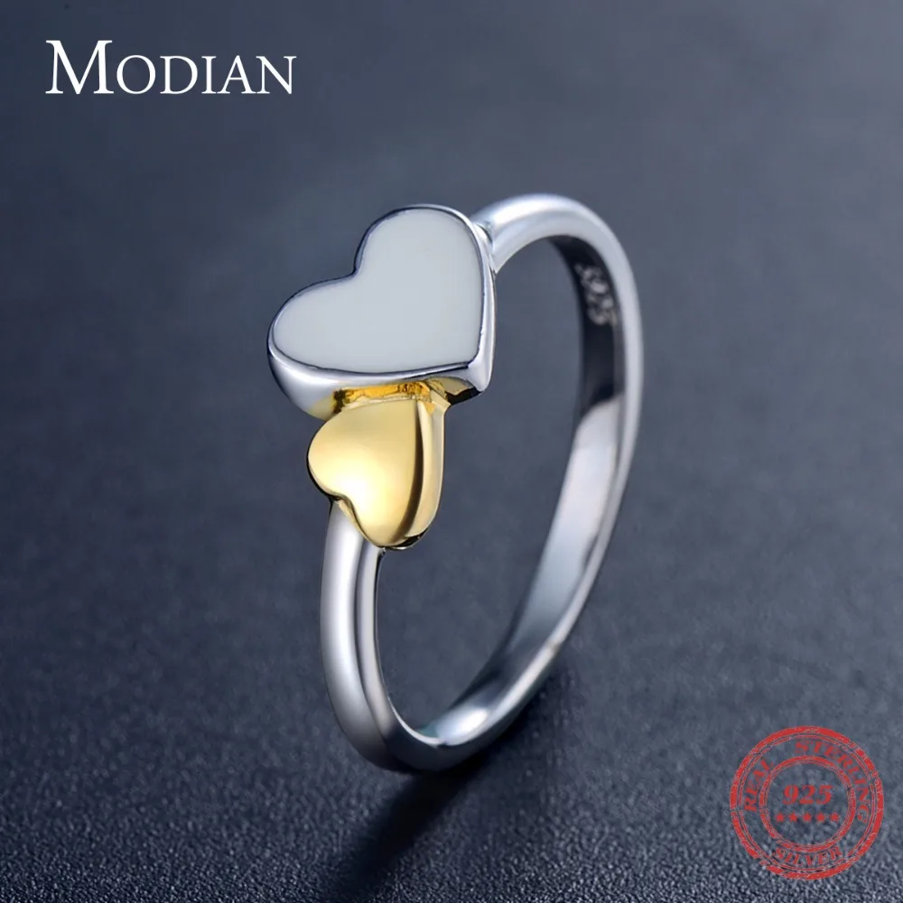 Modian классическое романтическое кольцо из настоящего серебра модное Двойное