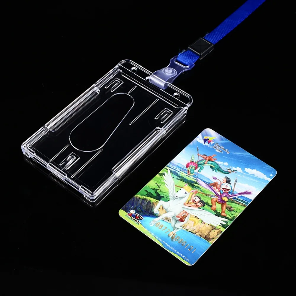 2Pcs/Lot Transparent Lanyards ID Badge Holder Card Cover For Protector Labels Portable Premium | Канцтовары для офиса и дома