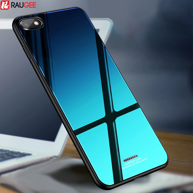 Стеклянный чехол для Xiaomi Redmi 6A роскошный закаленное стекло силиконовая рамка