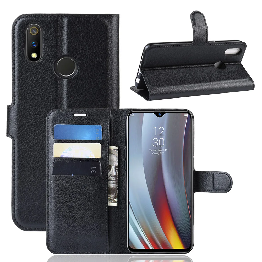 Чехол для мобильного телефона OPPO Realme3 Realme 3 Pro Realme C2, роскошный защитный флип-чехол для телефона, кожаный чехол-кошелек