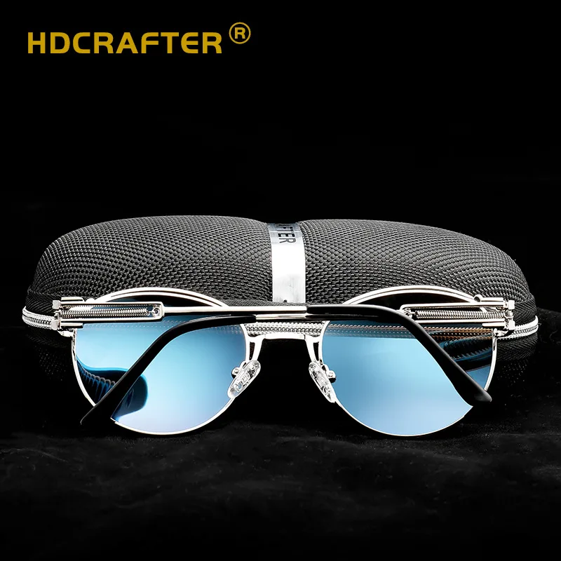 Мужские и женские солнцезащитные очки HDCRAFTER круглые поляризационные в оправе из