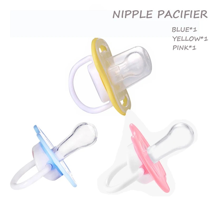 3pcs--nipple Новорожденная детская пустышка зубное кольцо для ребенка цепь Ортодонтическая Соска сон пустышка палец нипплер мягкая BPA коробка для хранения - Цвет: 3pcs--nipple