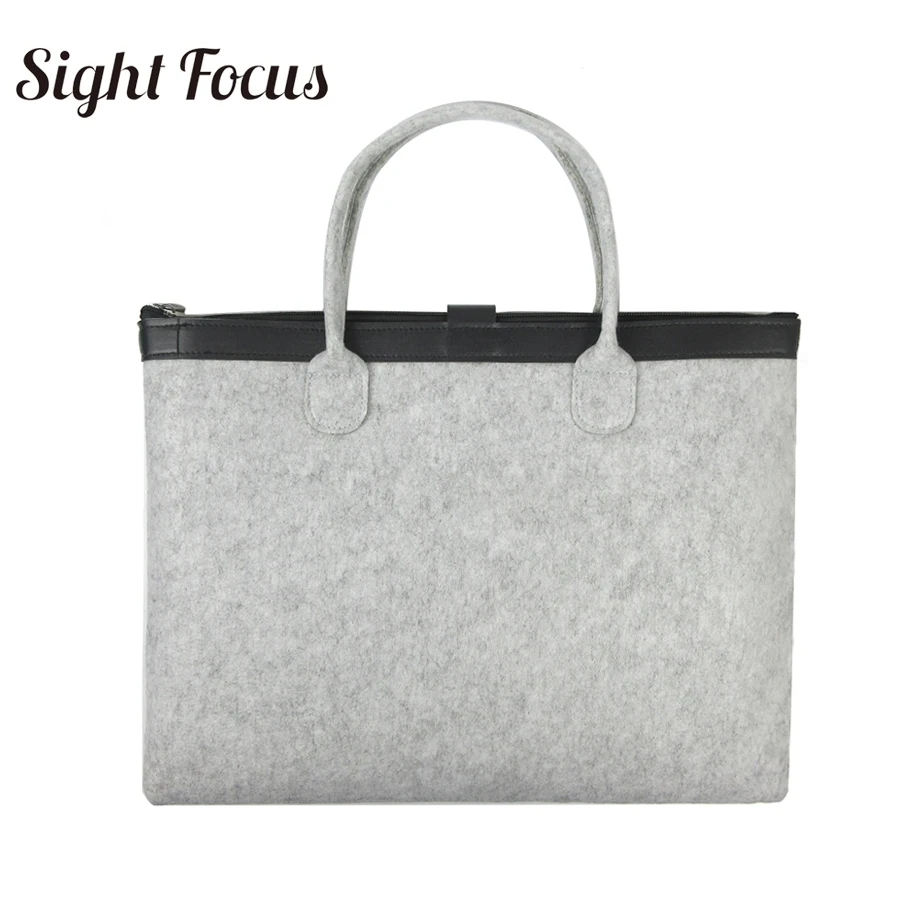 Портфель Sight Focus серый из фетра легкий портативный мягкий для ноутбука | Багаж и