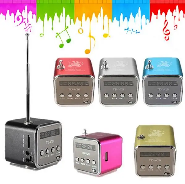 Портативный Micro USB стерео Динамик TD-V26 fm Радио мини parlantes Компьютерные колонки