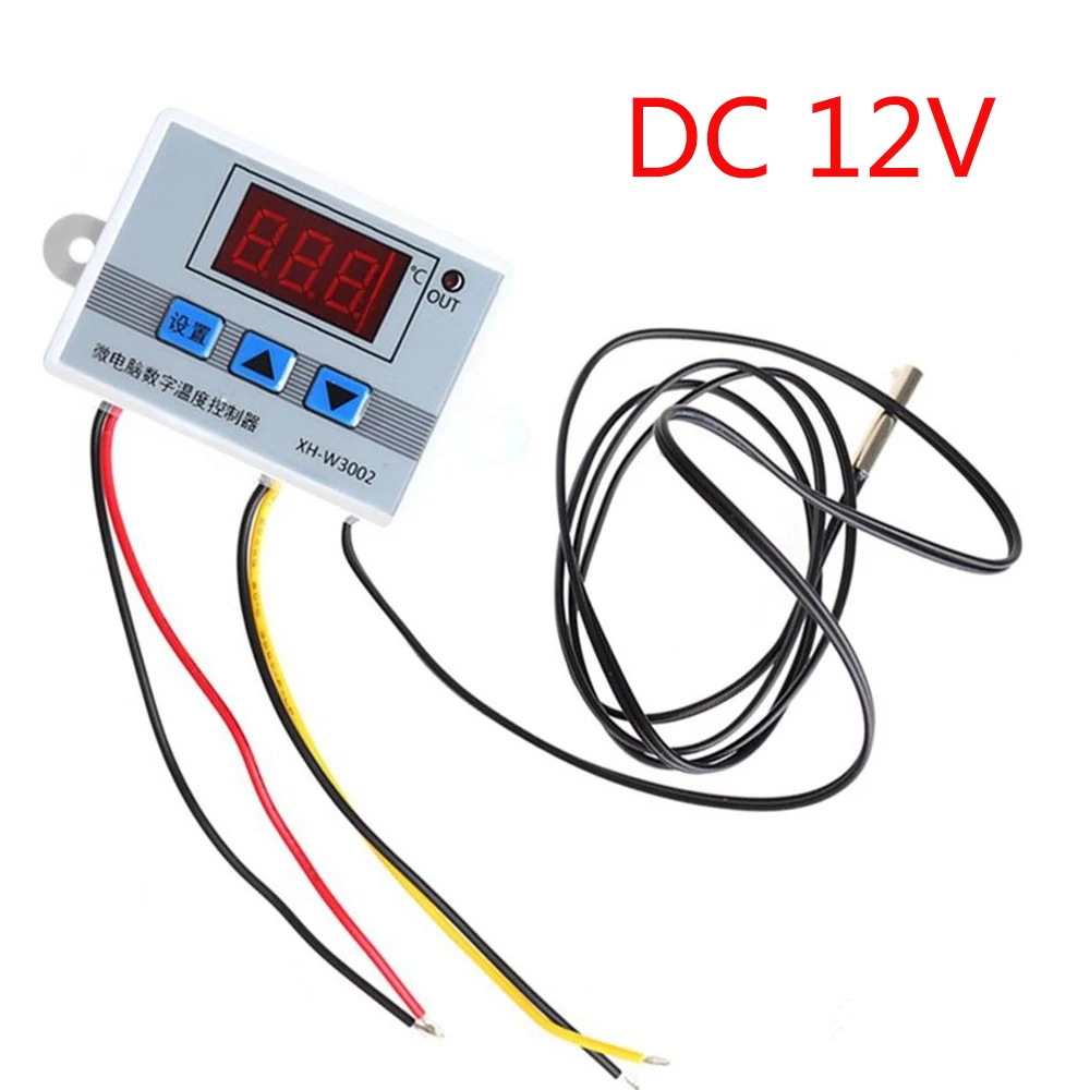 XH-W3002 DC 12V 24V AC 110 V-220 V цифровой регулятор температуры на светодиодах повышенной 10A переключателем управления термостатом с зондом датчик W3002 - Цвет: DC 12V