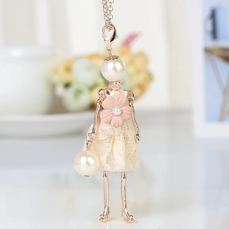 Handmade Statement French Doll Necklaces Maxi Long Chain Pendant Alloy Bohemian News Choker Girls Women Accessories | Украшения и