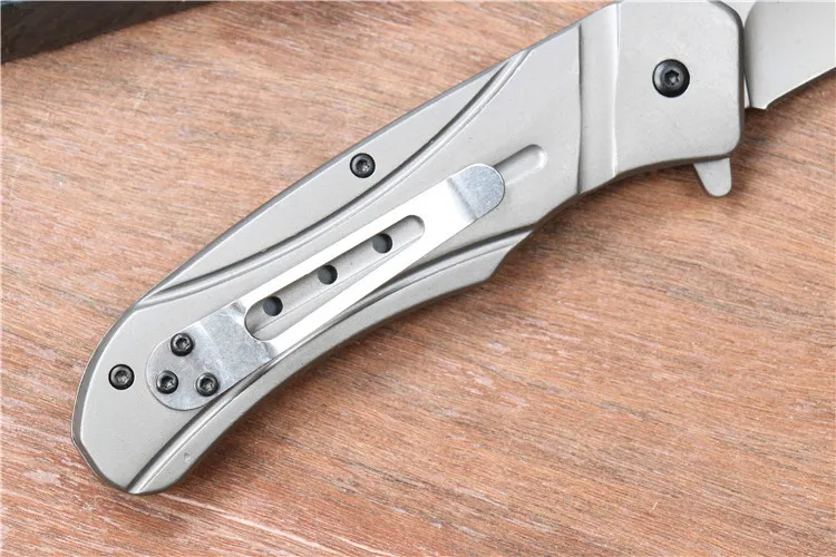 Серебристый стальной складной нож тактический охотничий карманный для