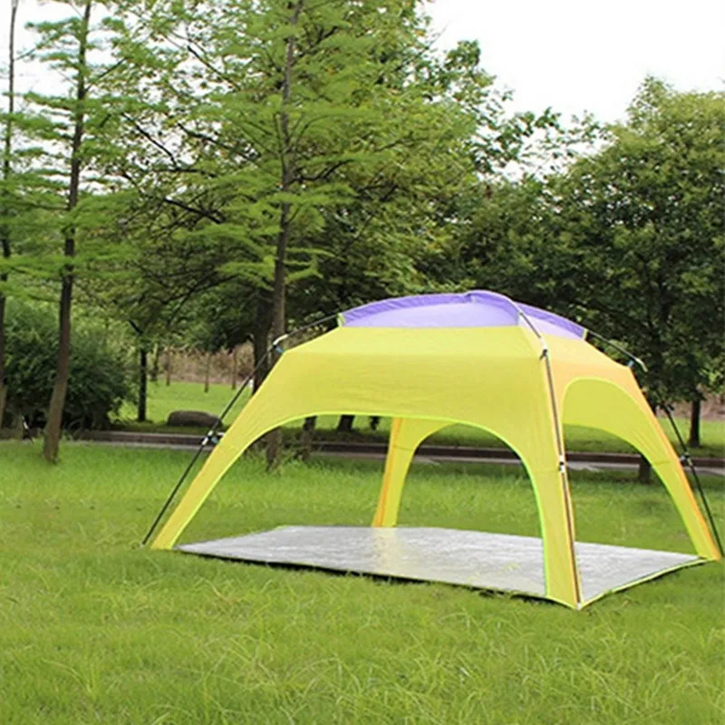 Outdoor Sun Shelter 3-4 Persons Camping Tent Automatic Opening Beach Anti-UV Rainproof Sunshade Canopy With Bottom Mat - Цвет: Цвет: желтый