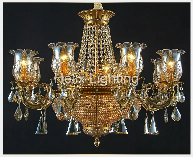 Хрустальная люстра из латуни с бронзовой отделкой 6 л/8 л|crystal chandelier lamp|colorful crystal