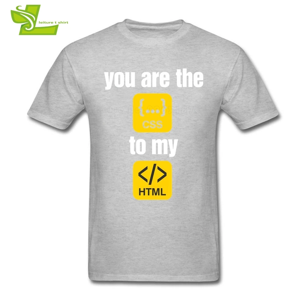 Мужская футболка с коротким рукавом круглым вырезом и принтом You Are The Css To My Html |