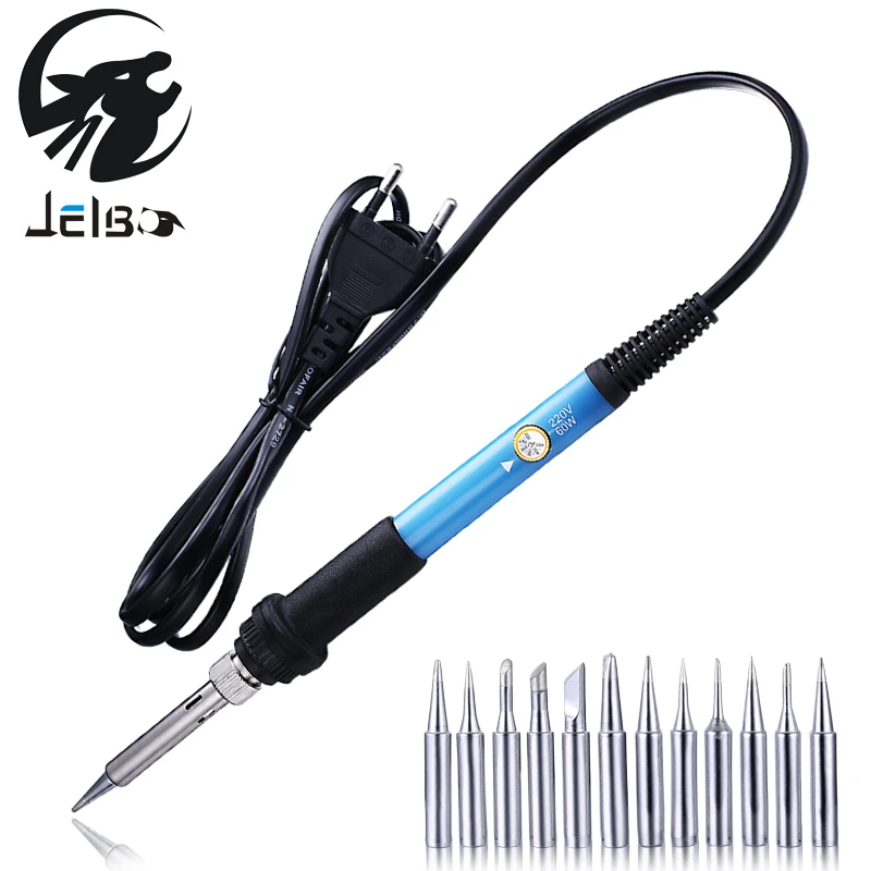 Jelbo ЕС Plug паяльник набор 220 В 60 Вт AdjustableTemperature Электрический + 12 шт. 936 жало |
