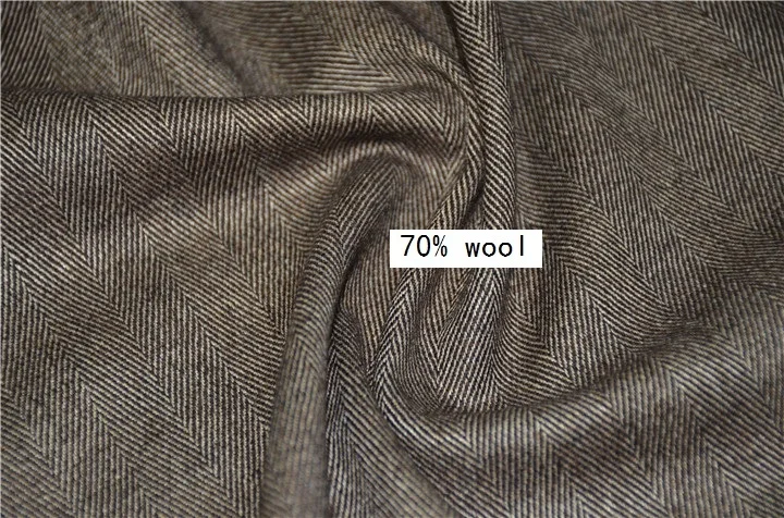

Free ship Fine worsted 70% wool fabric brown wide herringbone style price for 3.5 meters 59" idea for coats