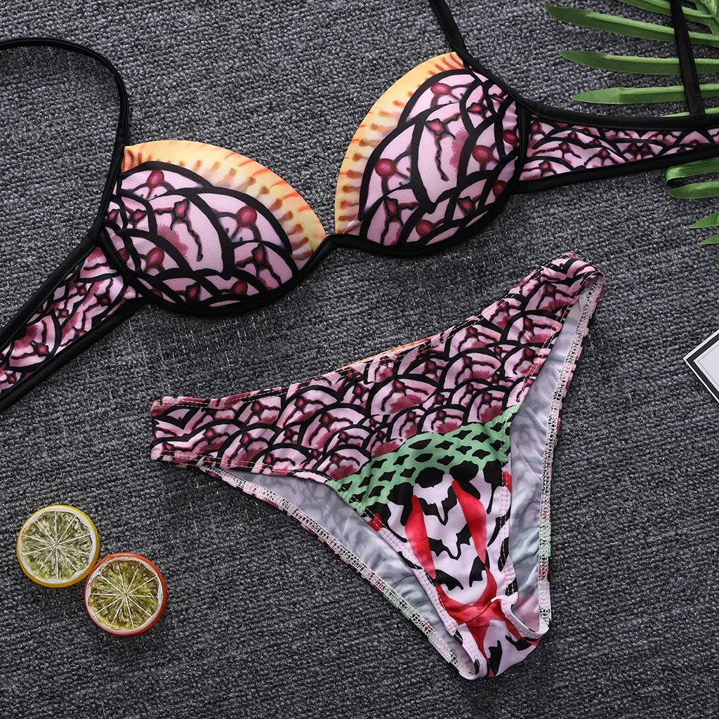 Новинка 2018 женское бикини разноцветный комплект на шнуровке женский купальник