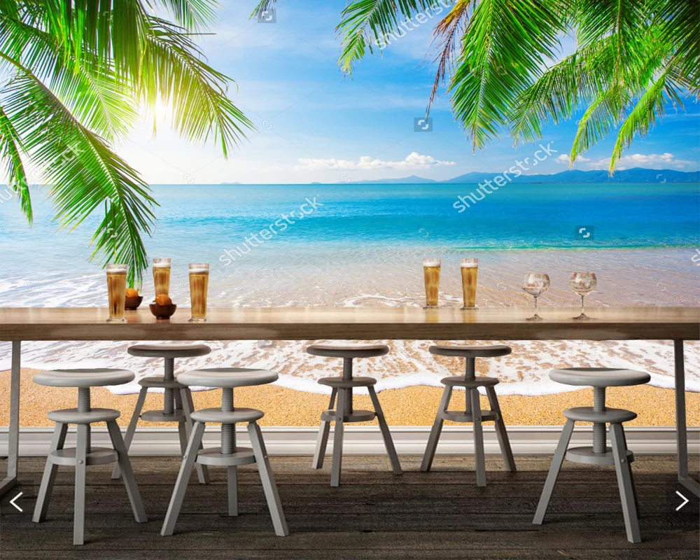 Пользовательские украшения дома обои пальмы и тропический пляж природный пейзаж