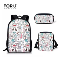 forudesigns 3pcsset backpack fashion nurse school bags for teen girls backpack canvas nursing kids schoolbags student book bags