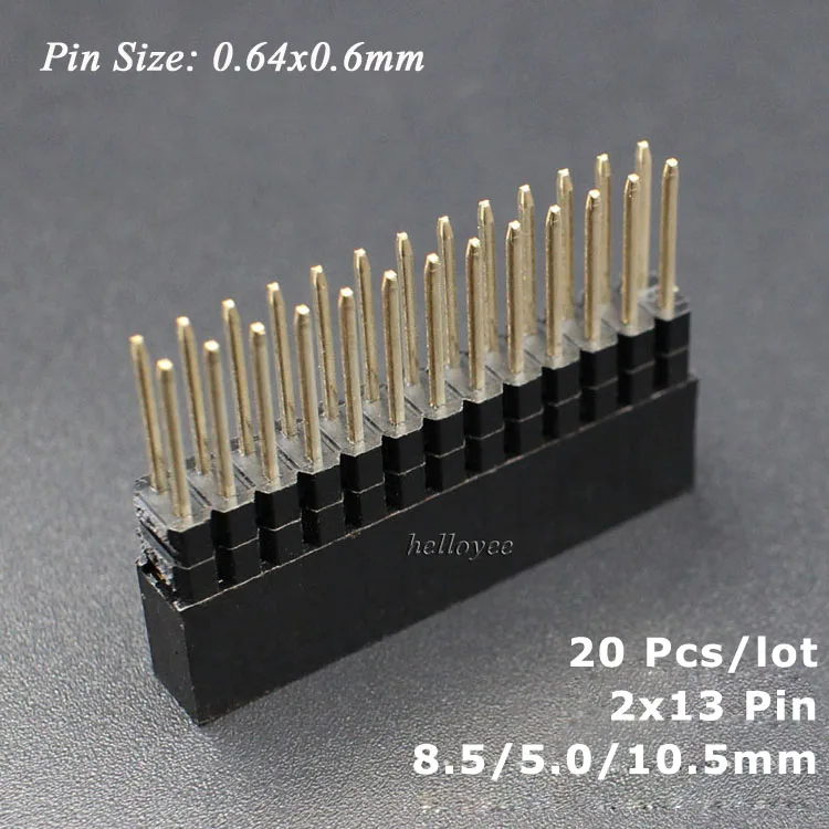 Hellotronics 20 шт./лот 2x13Pin GPIO Header для Raspberry Pi очень высокий 2x13 женский Штабелируемый