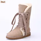 Женские зимние ботинки из натуральной овечьей кожи, на шнуровке