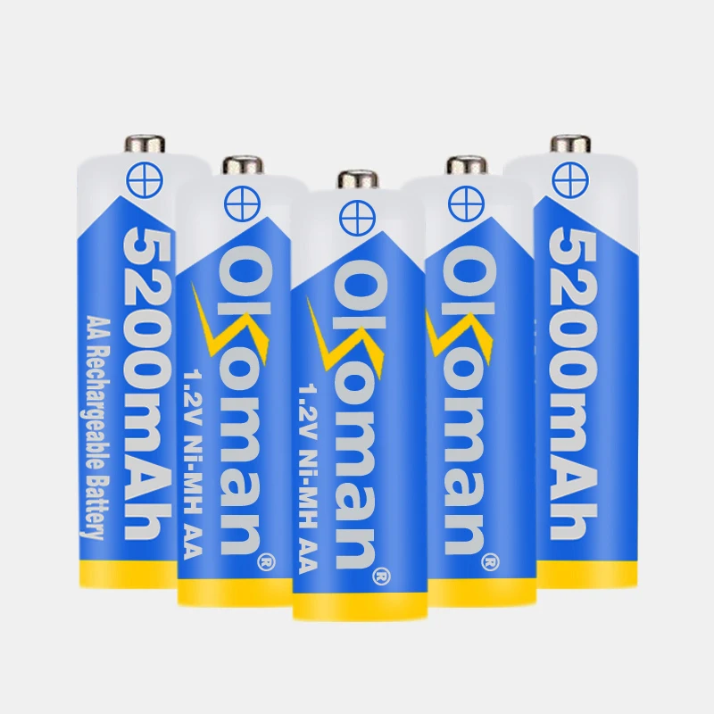 Okoman Новый 5200 mAh никель-металлогидридные AA Предварительно заряженный ni-mh