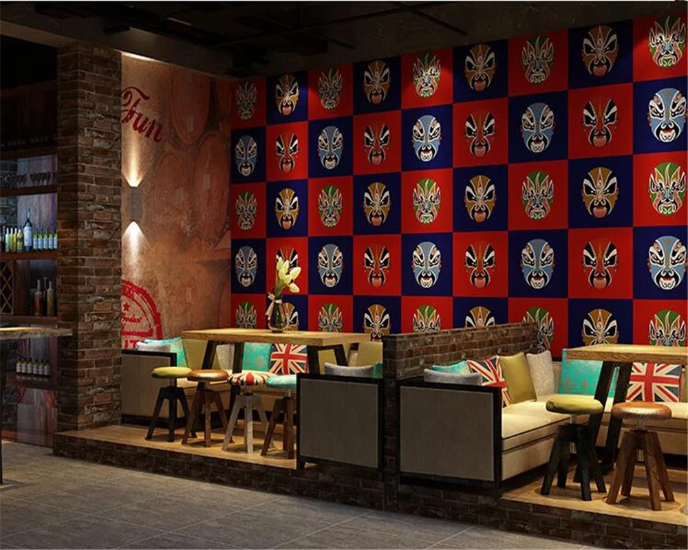 

Beibehang Chinese-style Facebook wallpaper Chinese style restaurant restaurant barbecue hot pot shop decoration 3d wallpaper