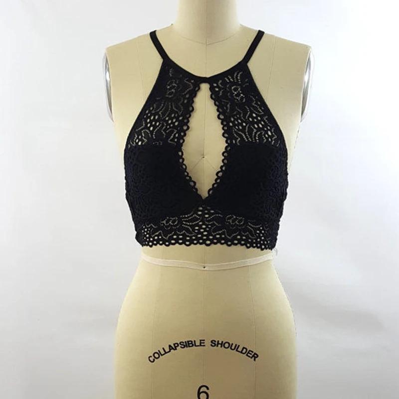 Женский Кружевной укороченный топ женский бюстгальтер Бралетт с вырезами на