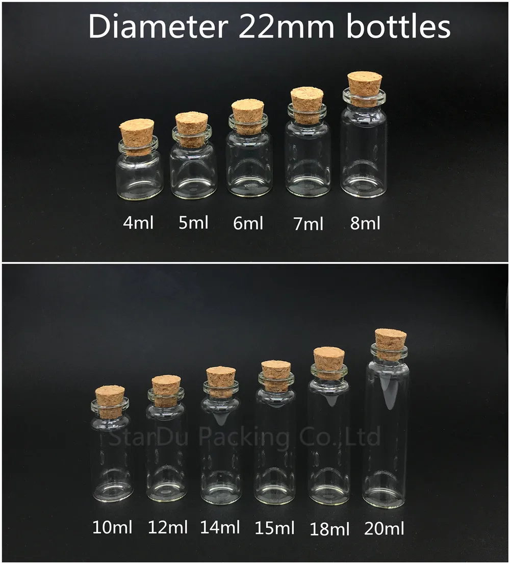 48pcs 15ml Small Cute Mini Cork Stopper Glass Bottles Vials Jars Containers 15cc Wishing Bottle With | Красота и здоровье