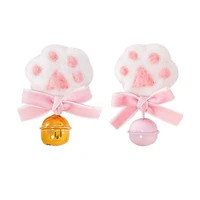plush sweet womens cute cat paws headwear for girls pink bowknot bells hair clip lolita anime style cosplay costumes brooch new
