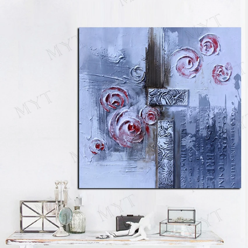 

MYT Hand Made Flower Oil Painting On Canvas Modern Art Decorative Painting Living Room Wall Paintings Colorful Pictures Unframe