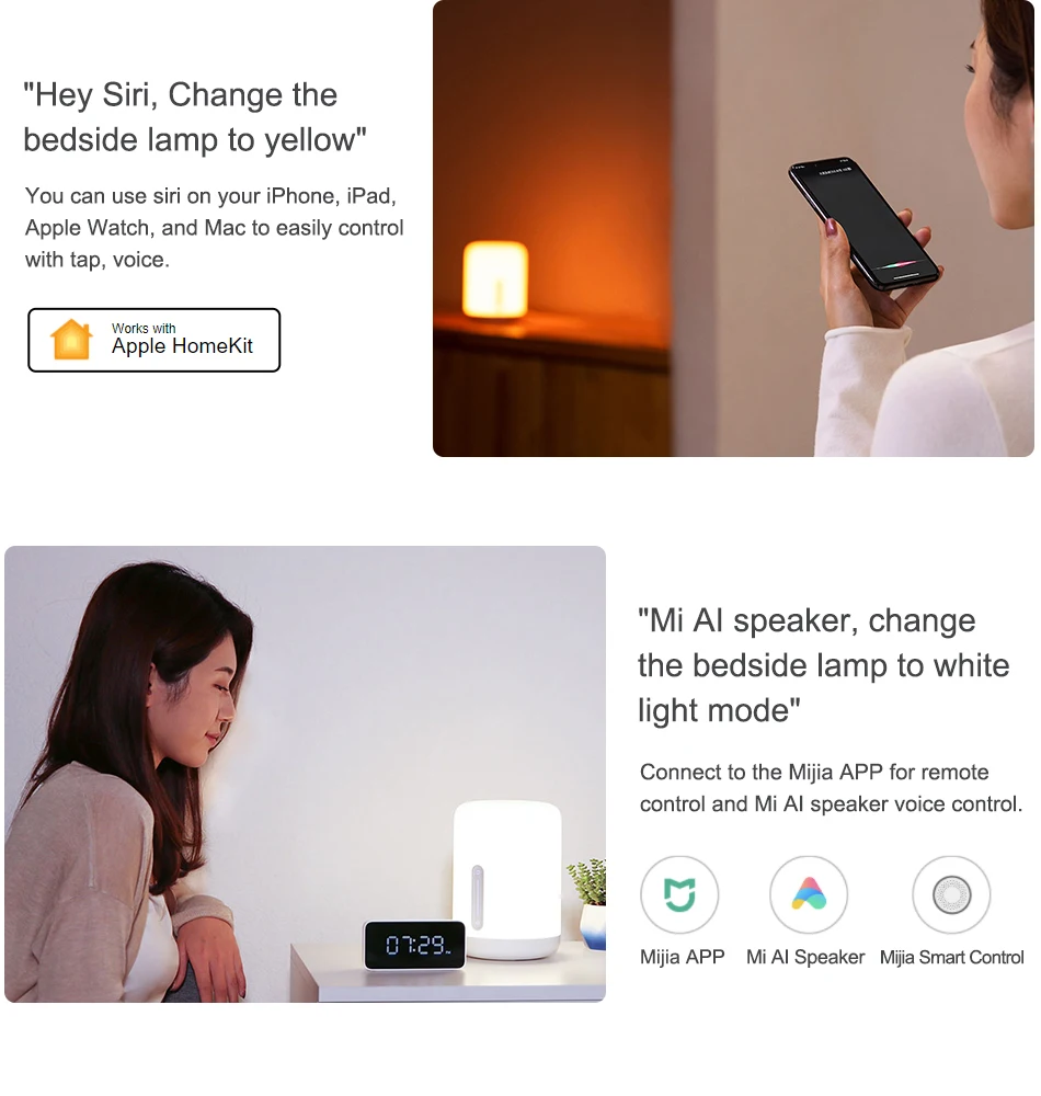 Xiaomi Mijia прикроватная лампа 2 умный стол светодиодный ночник Bluetooth WiFi сенсорная панель управления mihome приложение светодиодный светильник для Apple HomeKit Siri