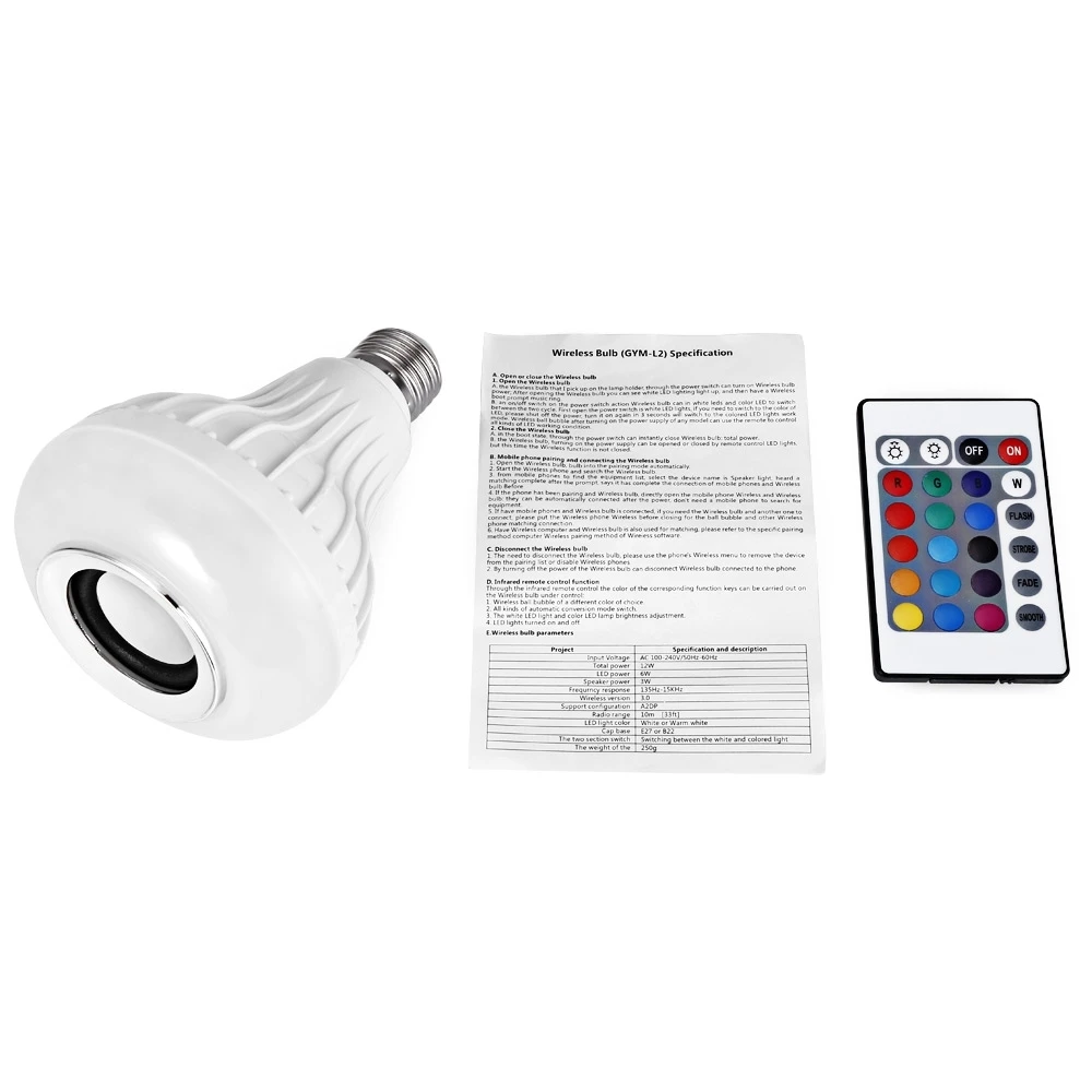 Умная лампа E27 LED RGB свет Беспроводная музыкальная светодиодная Bluetooth для