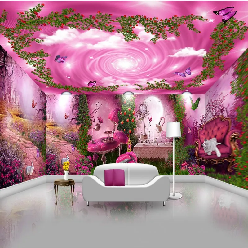 Фото обои на заказ красивый розовый лес тайна фон тема ресторан спальня отель