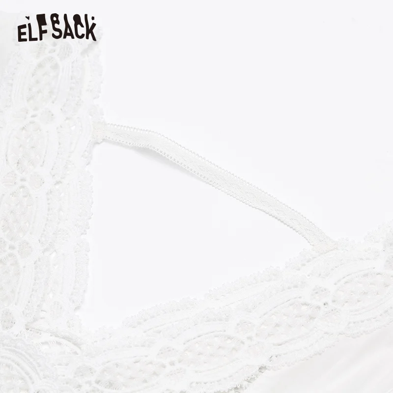 ELFSACK хлопковые женские платья элегантные белые вечерние модные трапециевидные с